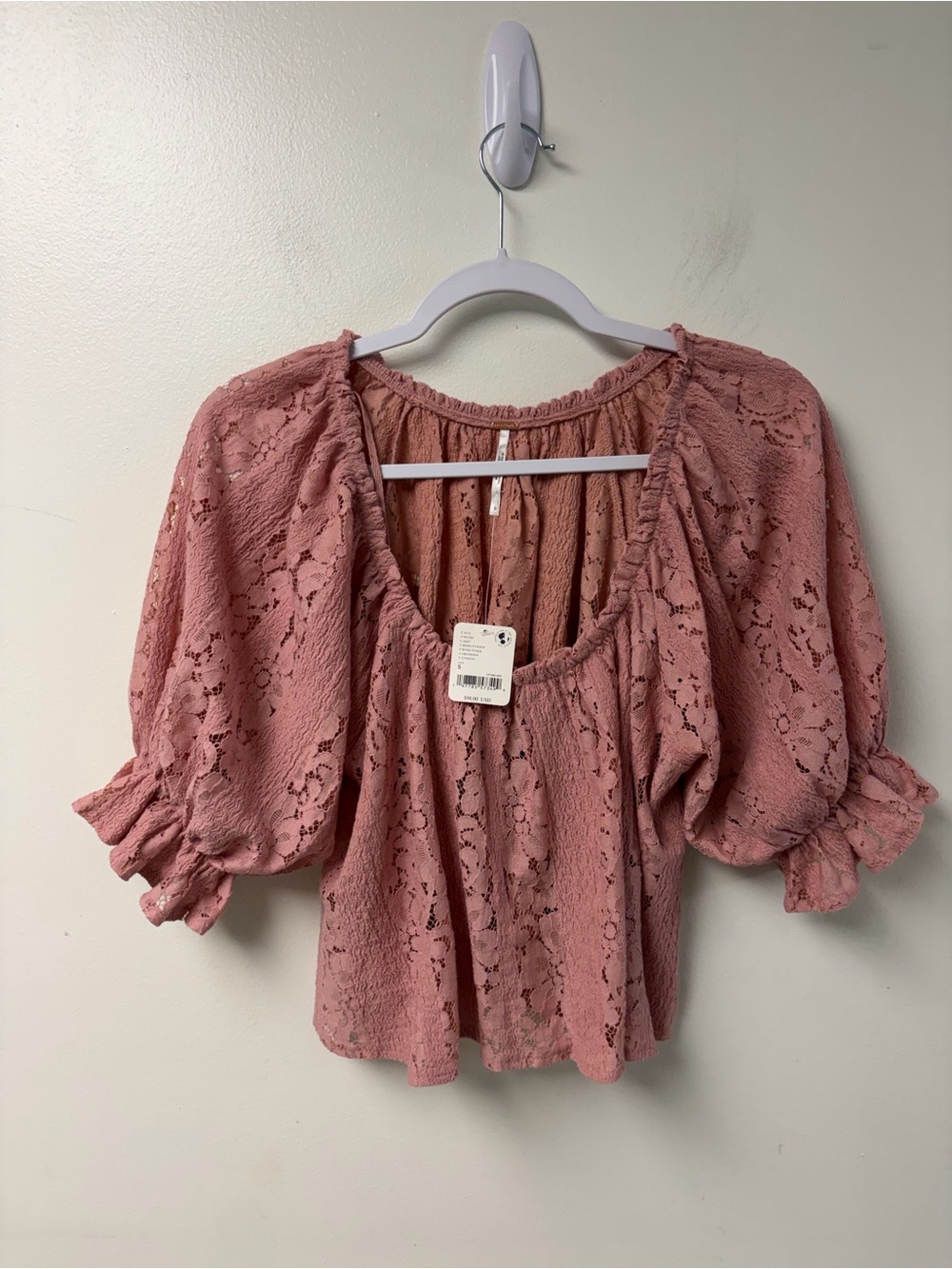 Free People NWT Stacey Lace Rose Crop Top Small - Picture 3 of 7